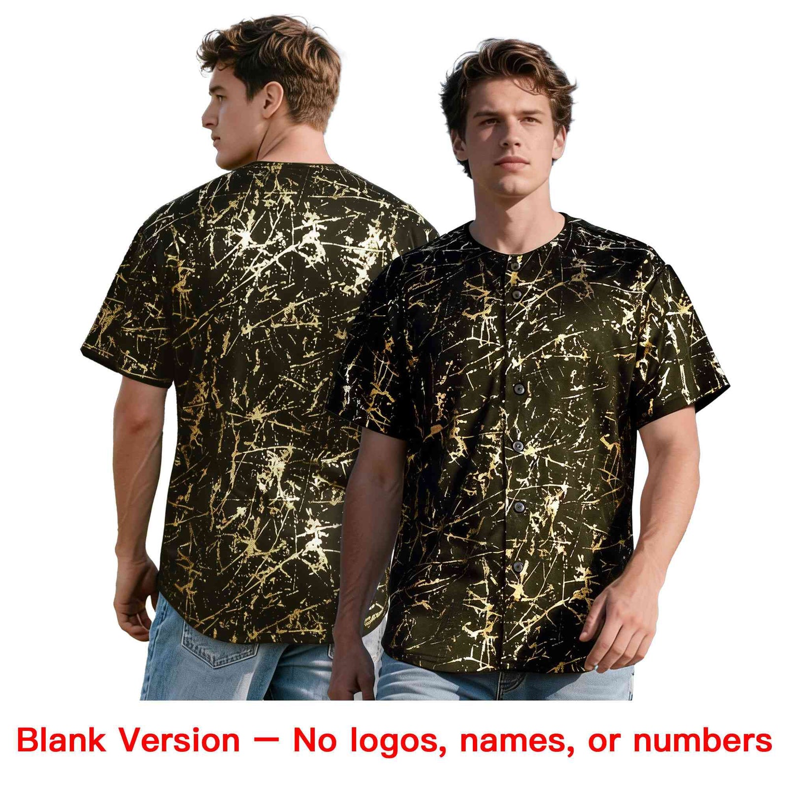 Custom Olive Neon Green Metallic Gold Splatter Urban Streetwear Baseball Jersey| KXKSHOP