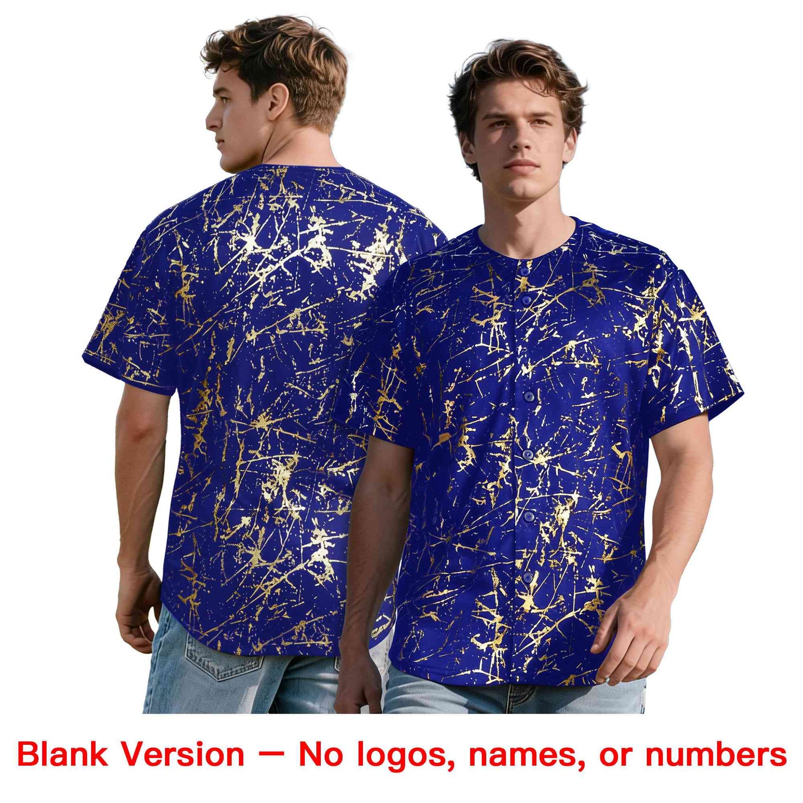 Custom Royal Light Pink Metallic Gold Splatter Urban Streetwear Baseball Jersey| KXKSHOP