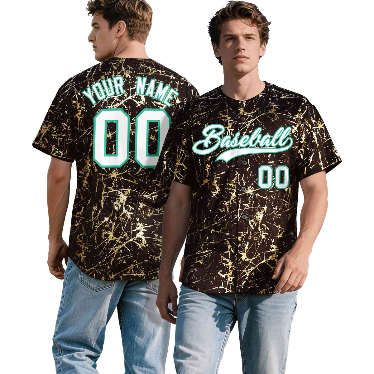Custom Crimson White Black&Shiny Gold Cracked Foil Breathable Mesh Streetwear Baseball Jersey