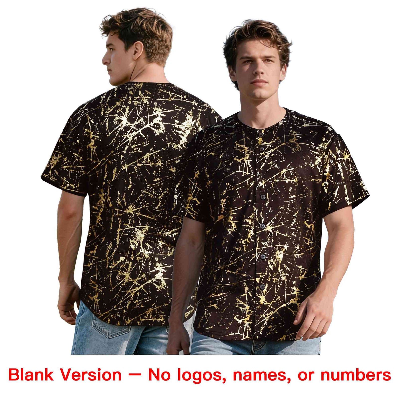 Custom Brown Old Gold Shiny Gold Cracked Texture Baseball Jersey