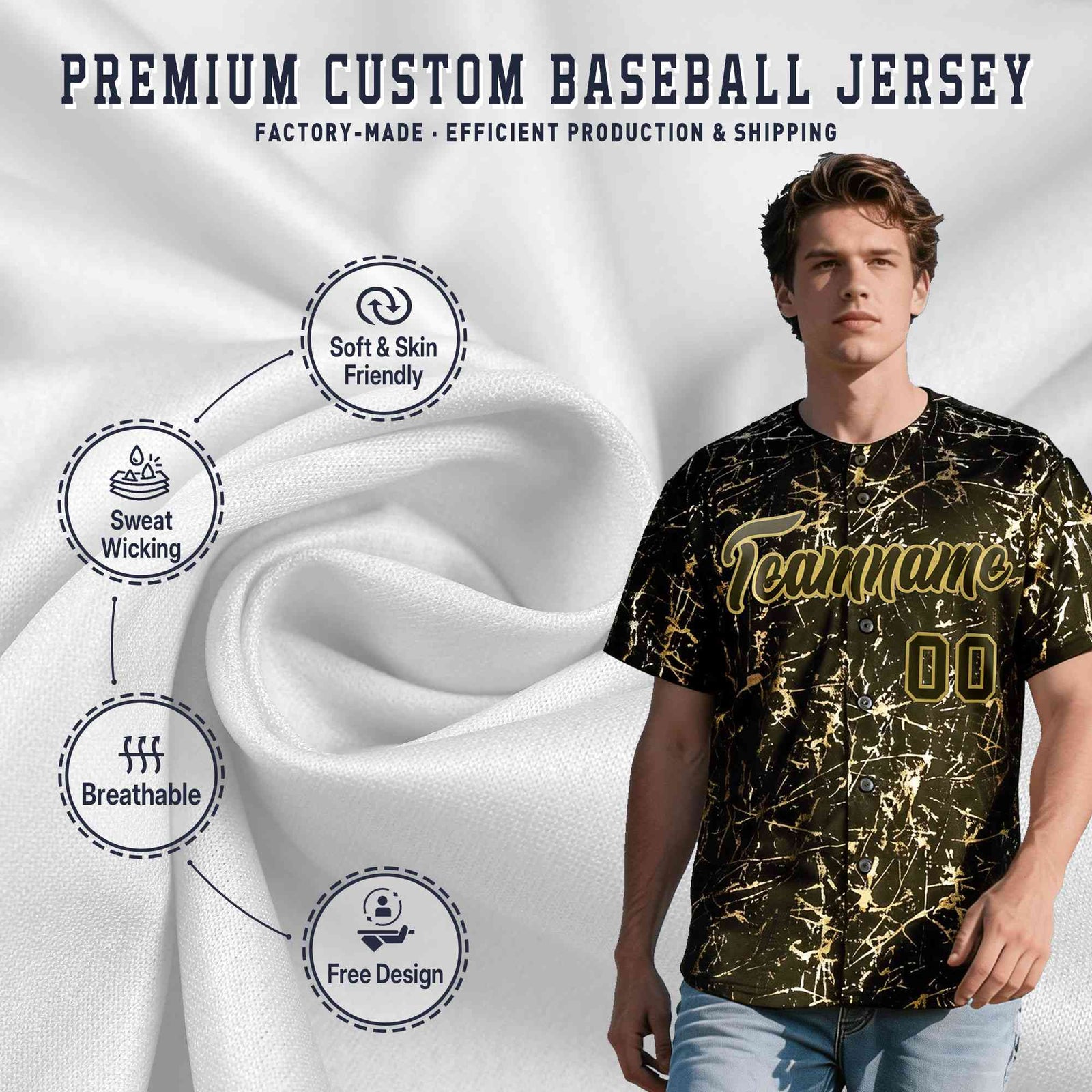 Custom Olive Old Gold Shiny Gold Cracked Texture Baseball Jersey