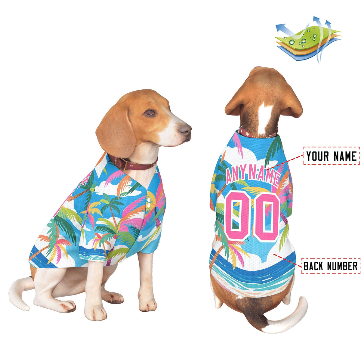 Custom Light Blue White Hawaiian Style Graffiti Pattern Dog Jersey| KXKSHOP