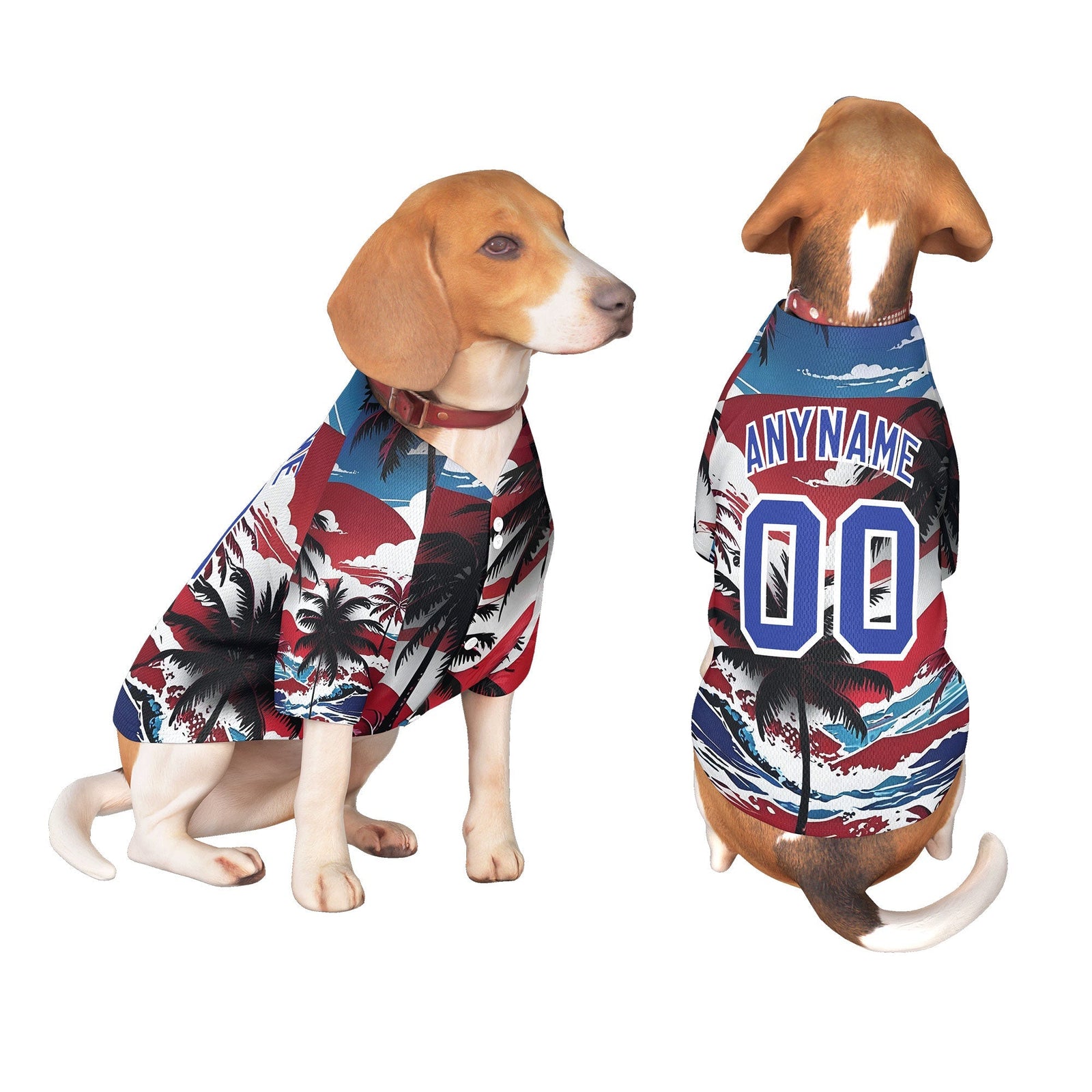 Custom Royal Blue White Hawaiian Style Graffiti Pattern Dog Jersey| KXKSHOP