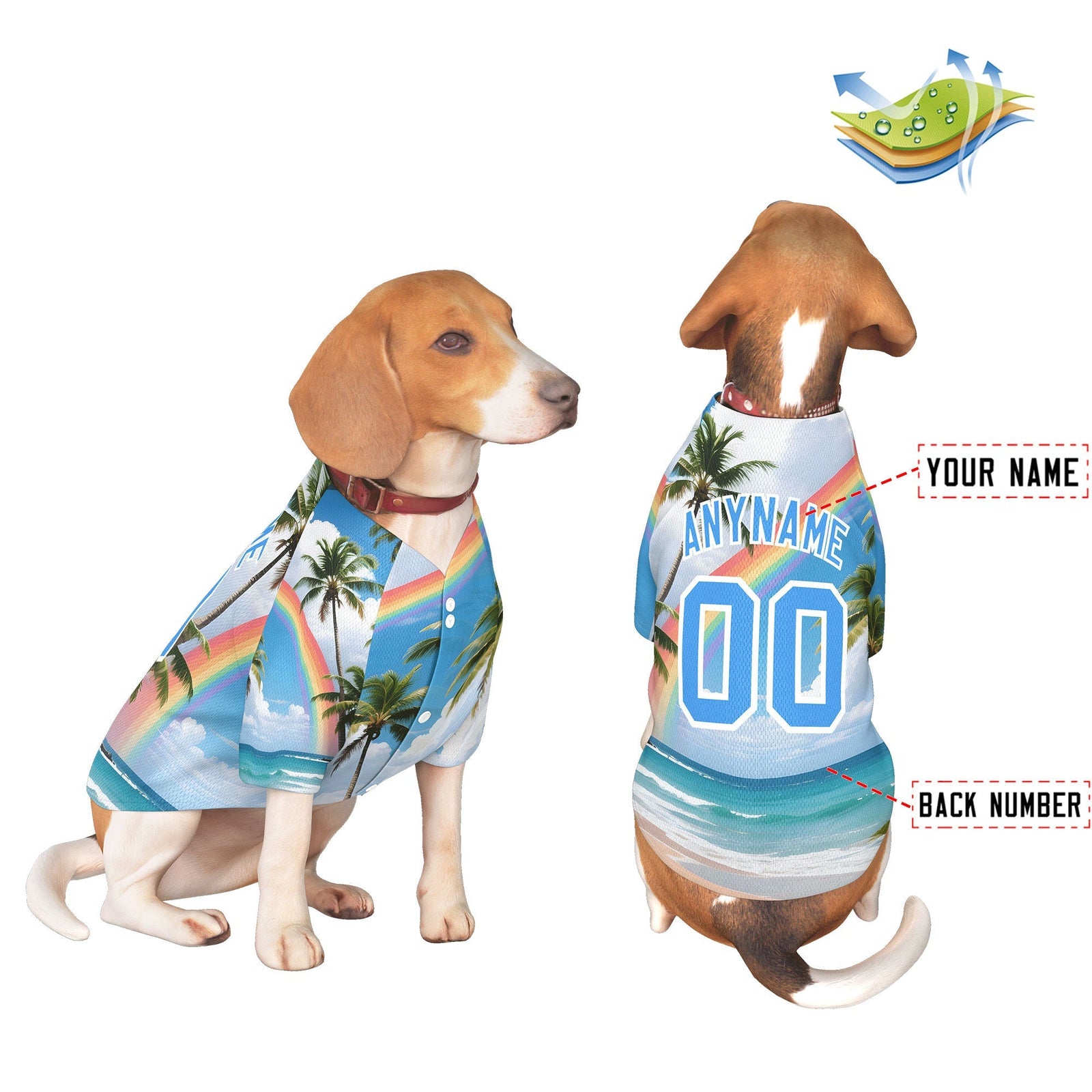 Custom Powder Blue White Hawaiian Style Graffiti Pattern Dog Jersey| KXKSHOP