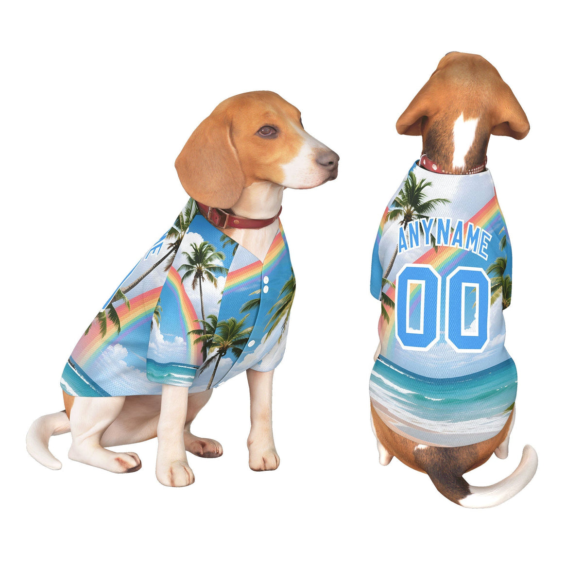 Custom Powder Blue White Hawaiian Style Graffiti Pattern Dog Jersey| KXKSHOP