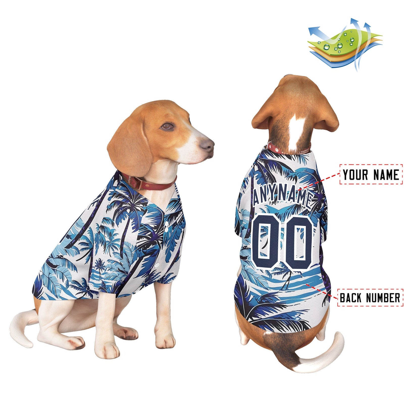 Custom Navy White Hawaiian Style Graffiti Pattern Dog Jersey| KXKSHOP