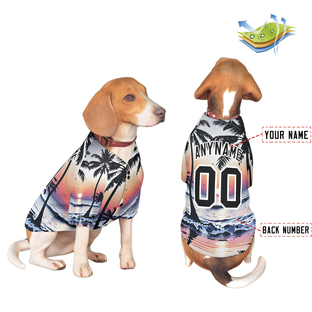 Custom Black White Hawaiian Style Graffiti Pattern Dog Jersey| KXKSHOP