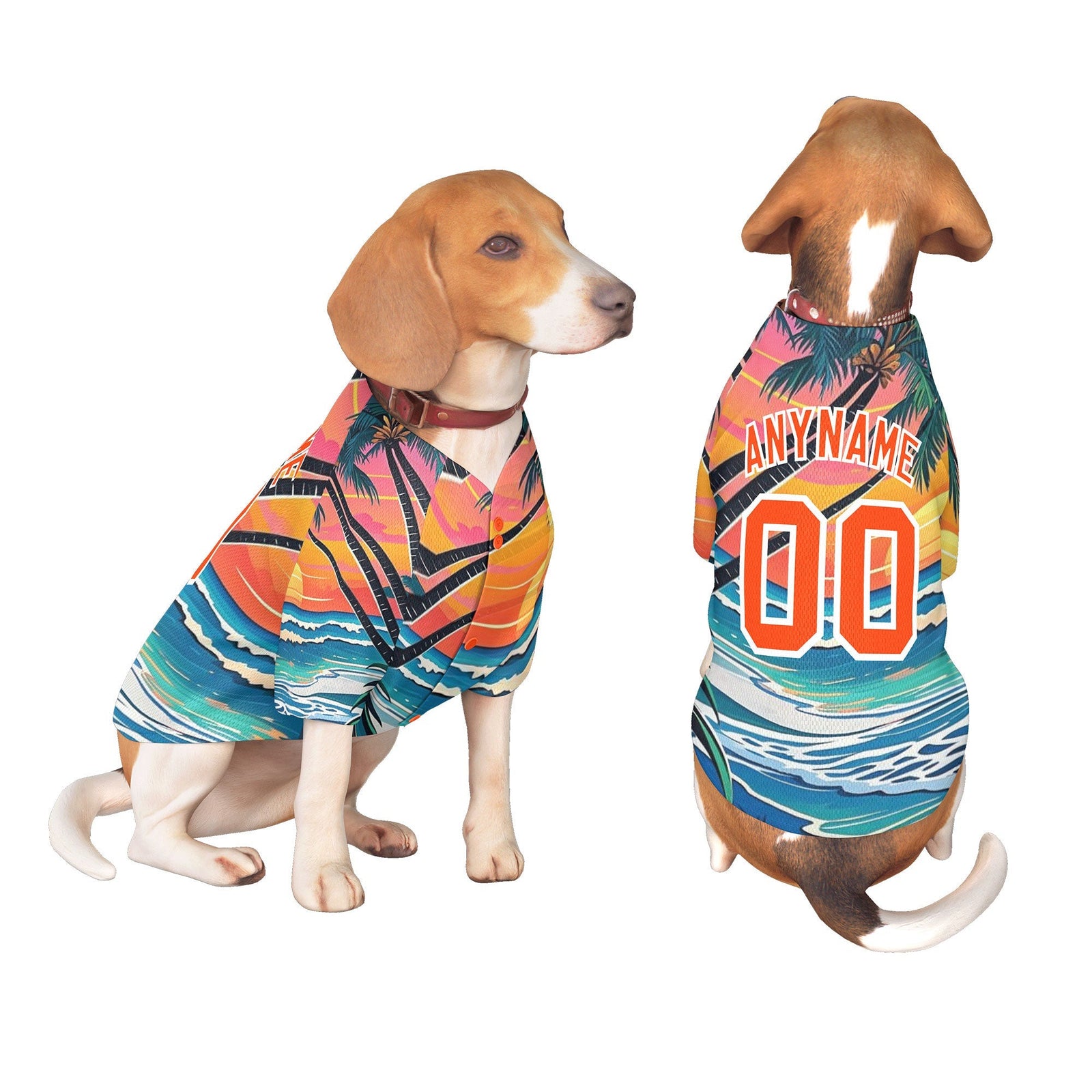 Custom Orange White Hawaiian Style Graffiti Pattern Dog Jersey| KXKSHOP