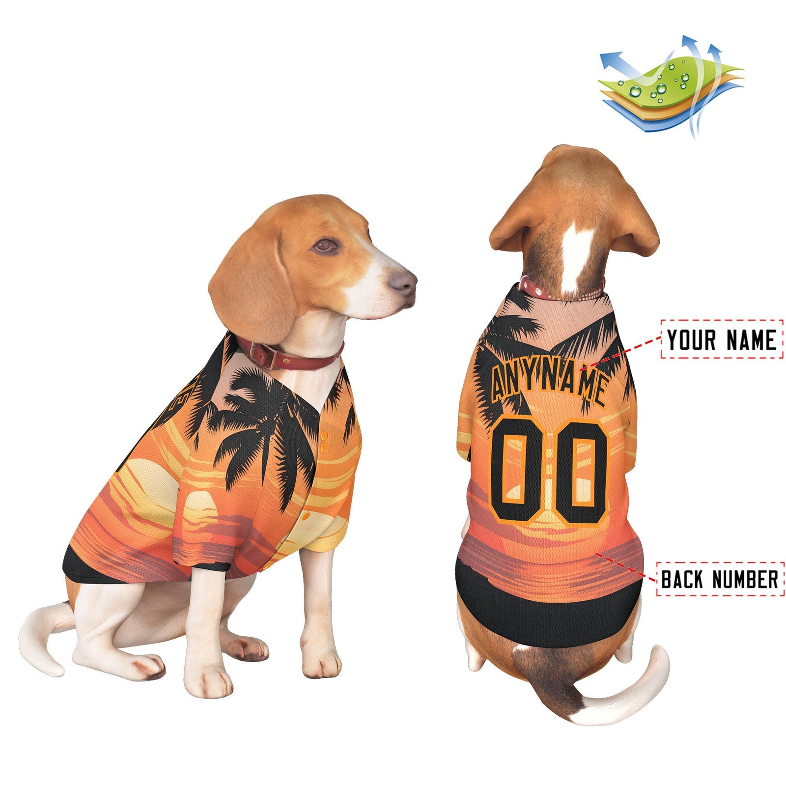 Custom Black Orange Hawaiian Style Graffiti Pattern Dog Jersey| KXKSHOP