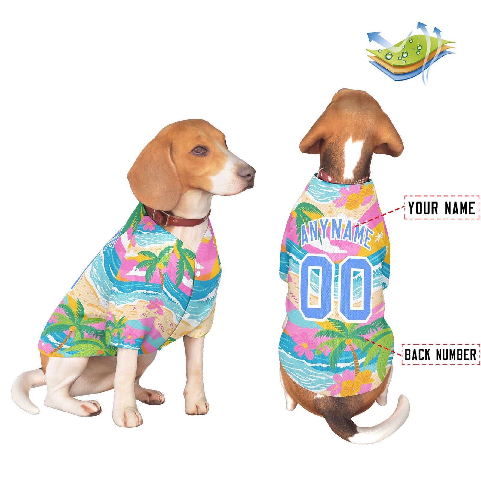 Custom Light Blue White Hawaiian Style Graffiti Pattern Dog Jersey| KXKSHOP