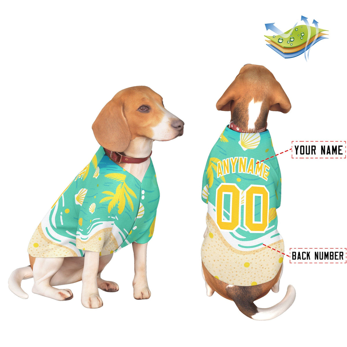 Custom Yellow White Hawaiian Style Graffiti Pattern Dog Jersey| KXKSHOP