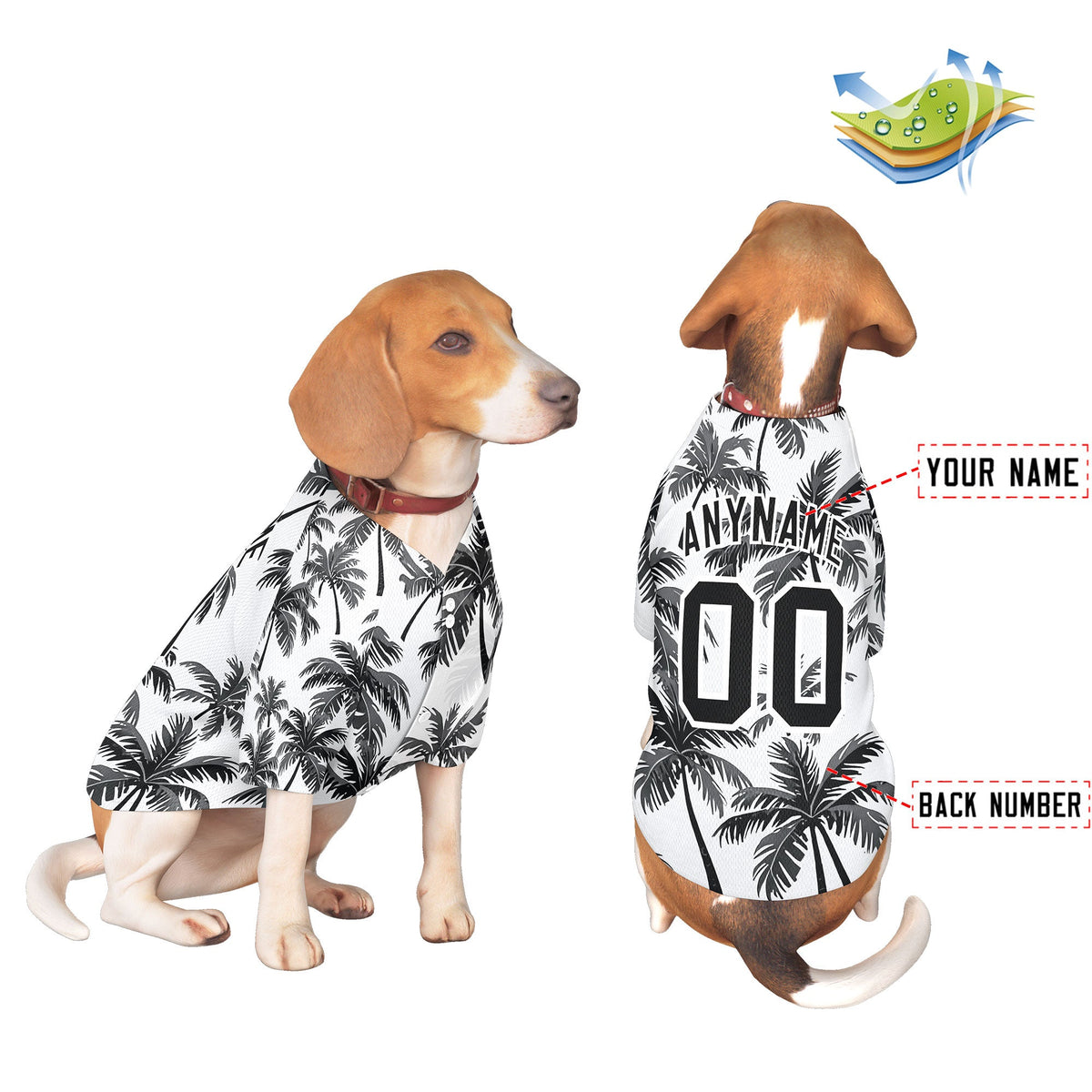Custom Black White Hawaiian Style Graffiti Pattern Dog Jersey| KXKSHOP