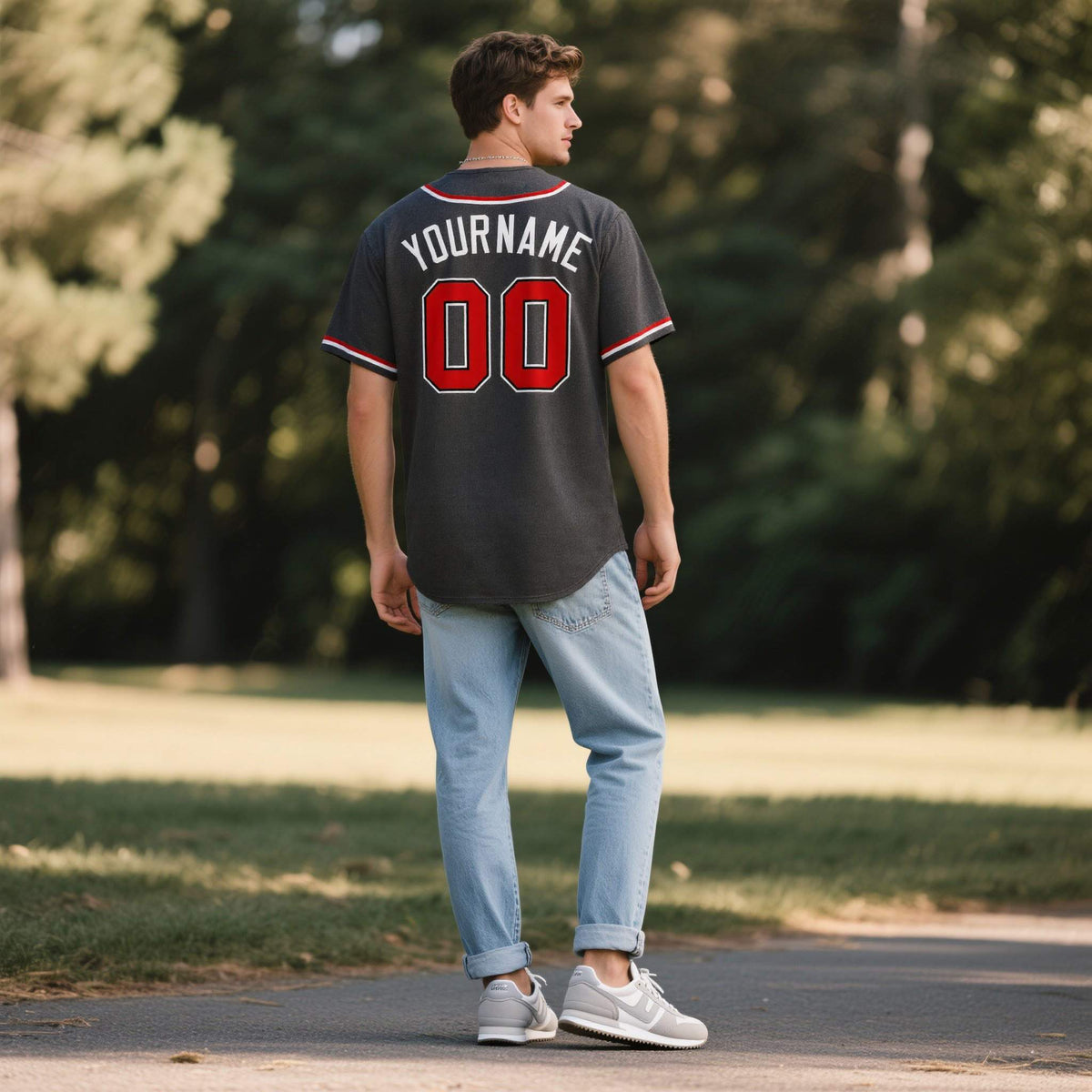 Custom Black Personalized Denim Baseball Jersey For Men Women Boy