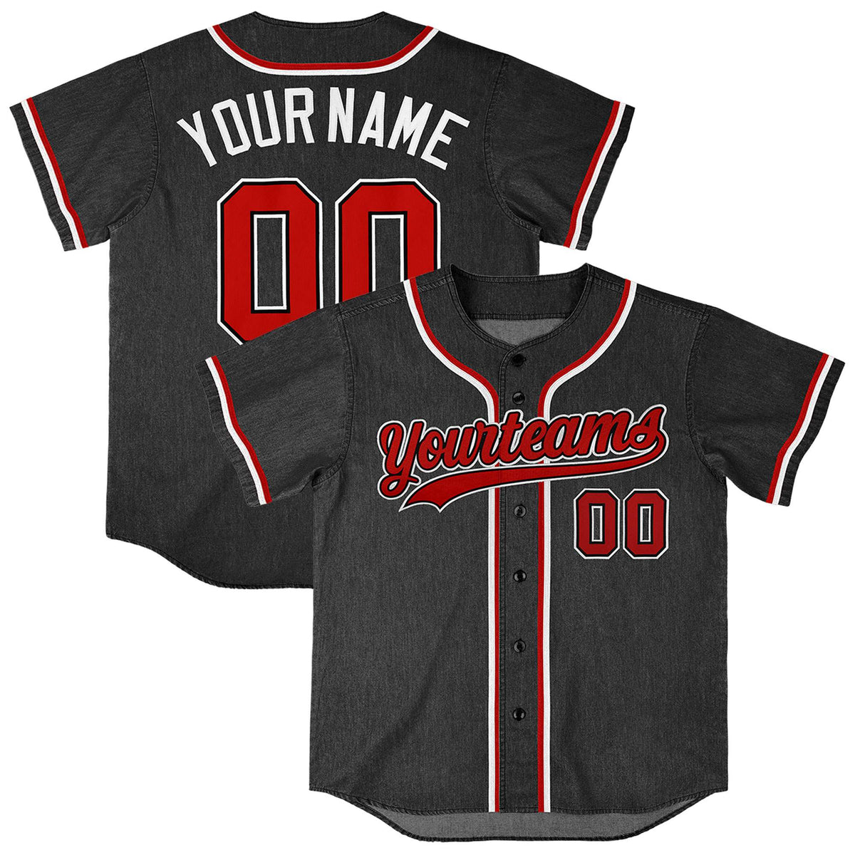 Custom Black Personalized Denim Baseball Jersey For Men Women Boy