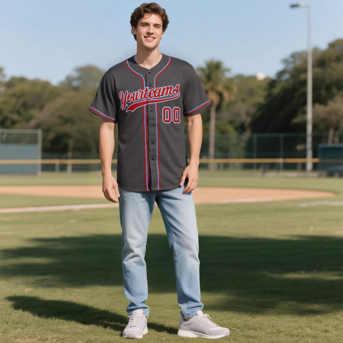 Custom Black Personalized Denim Baseball Jersey For Men Women Boy