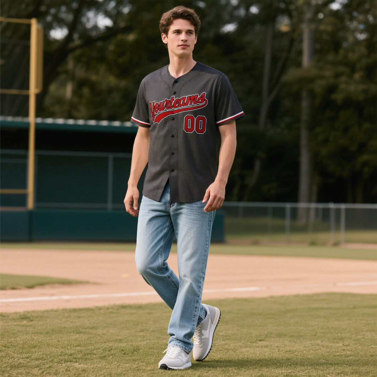 Custom Black Personalized Denim Baseball Jersey For Men Women Boy