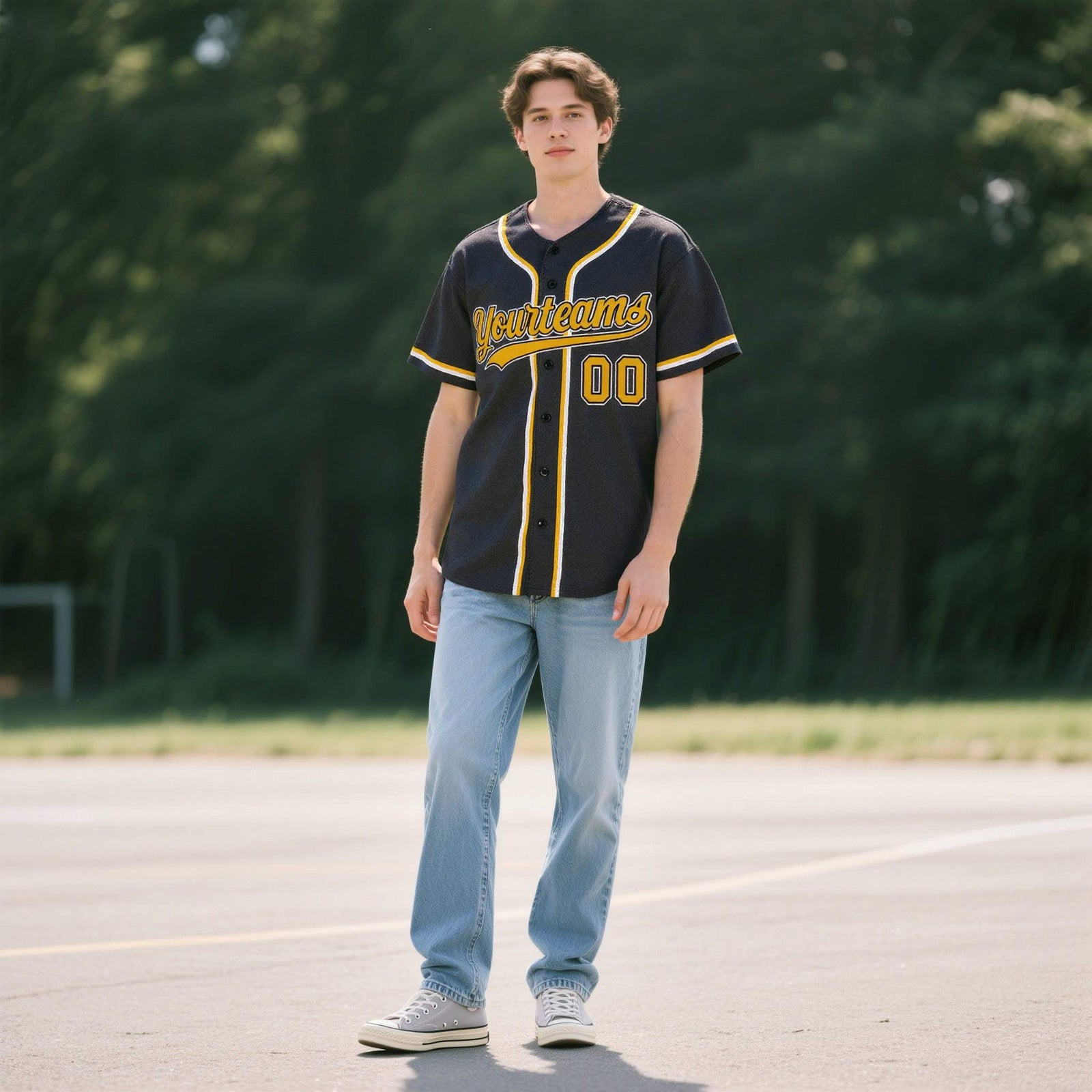 Custom Black Personalized Denim Baseball Jersey For Men Women Boy