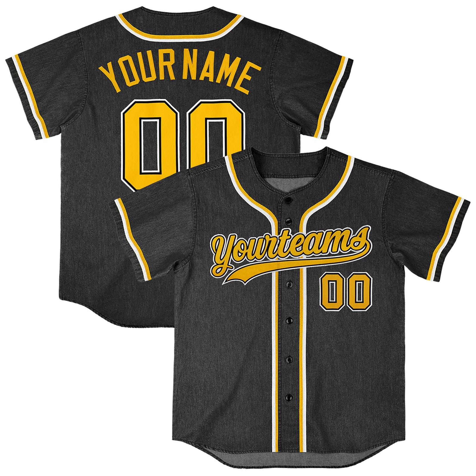 Custom Black Personalized Denim Baseball Jersey For Men Women Boy