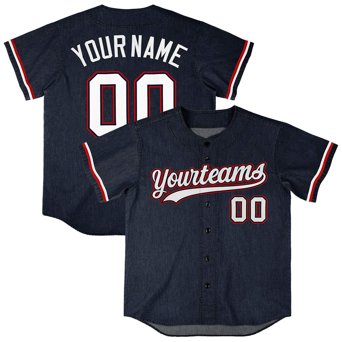 Custom Navy Personalized Denim Baseball Jersey For Men Women Boy
