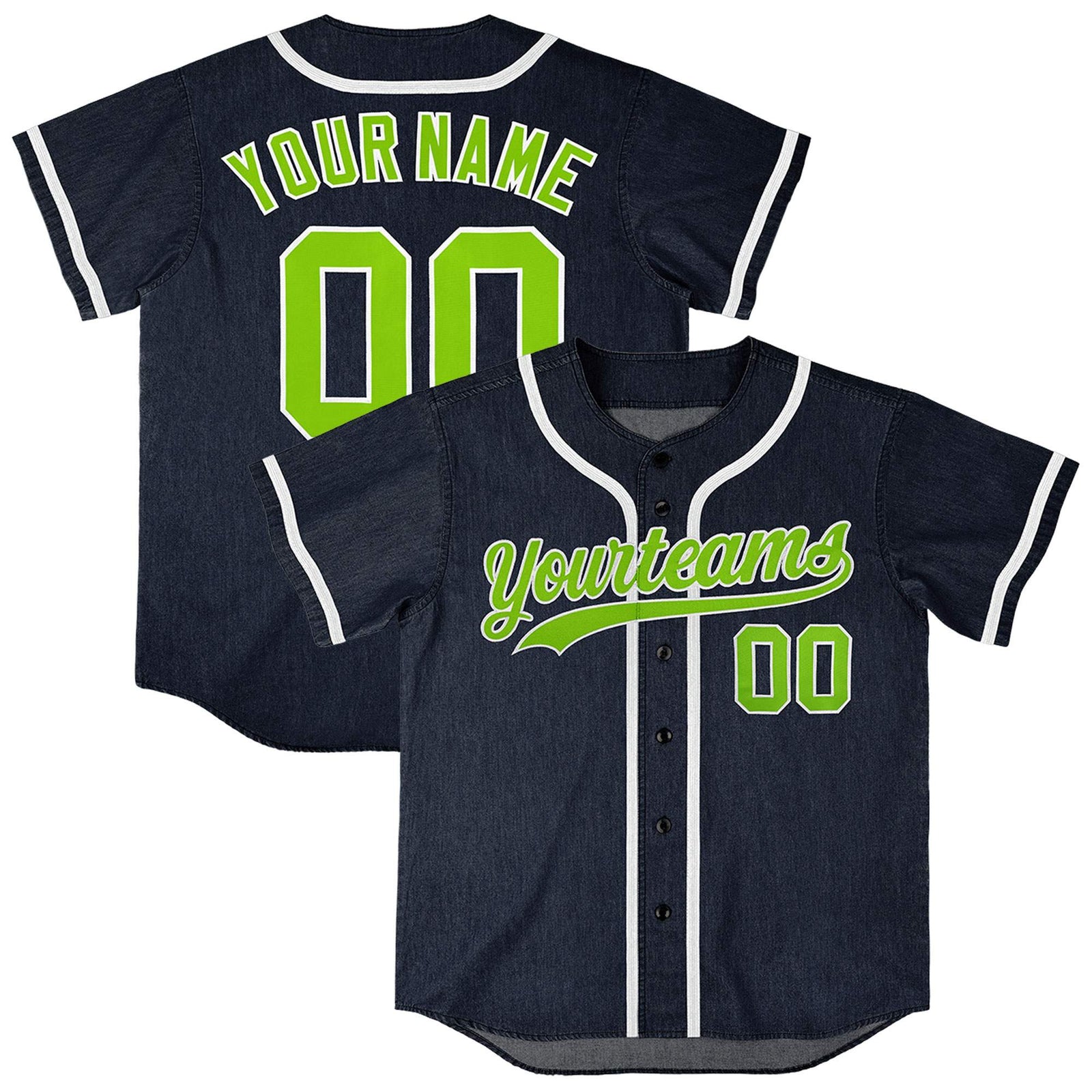 Custom Navy Personalized Denim Baseball Jersey For Men Women Boy