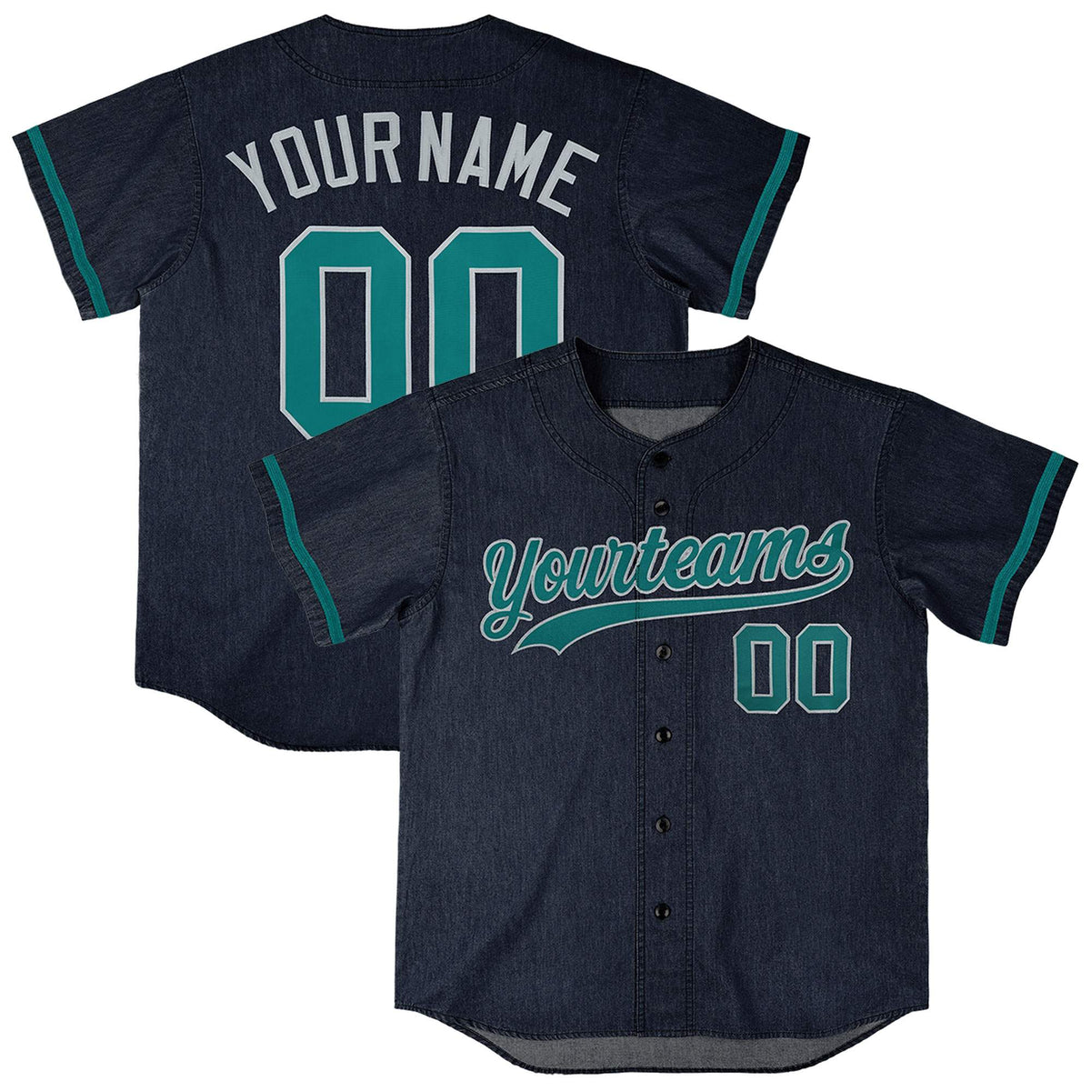 Custom Navy Personalized Denim Baseball Jersey For Men Women Boy