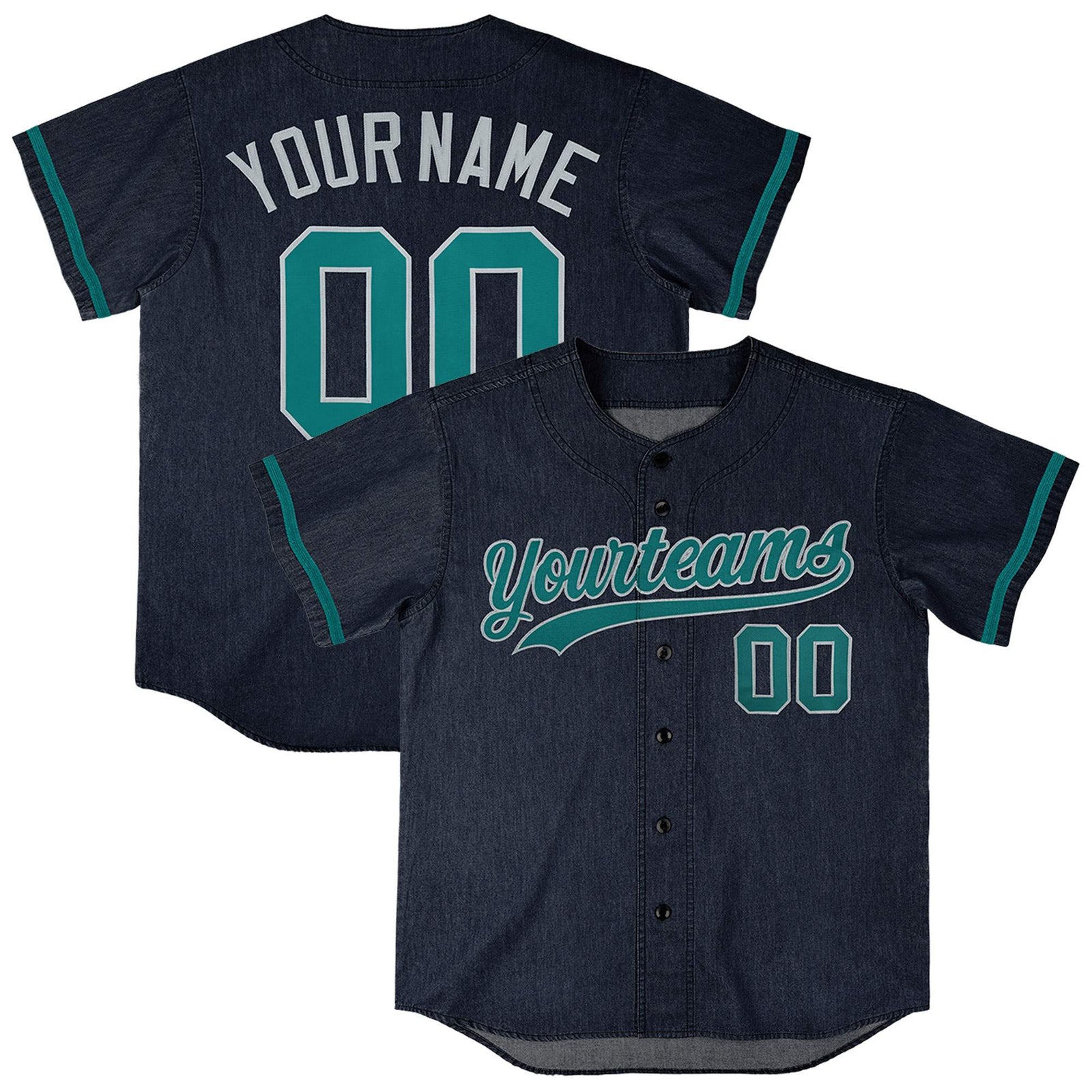 Custom Navy Personalized Denim Baseball Jersey For Men Women Boy