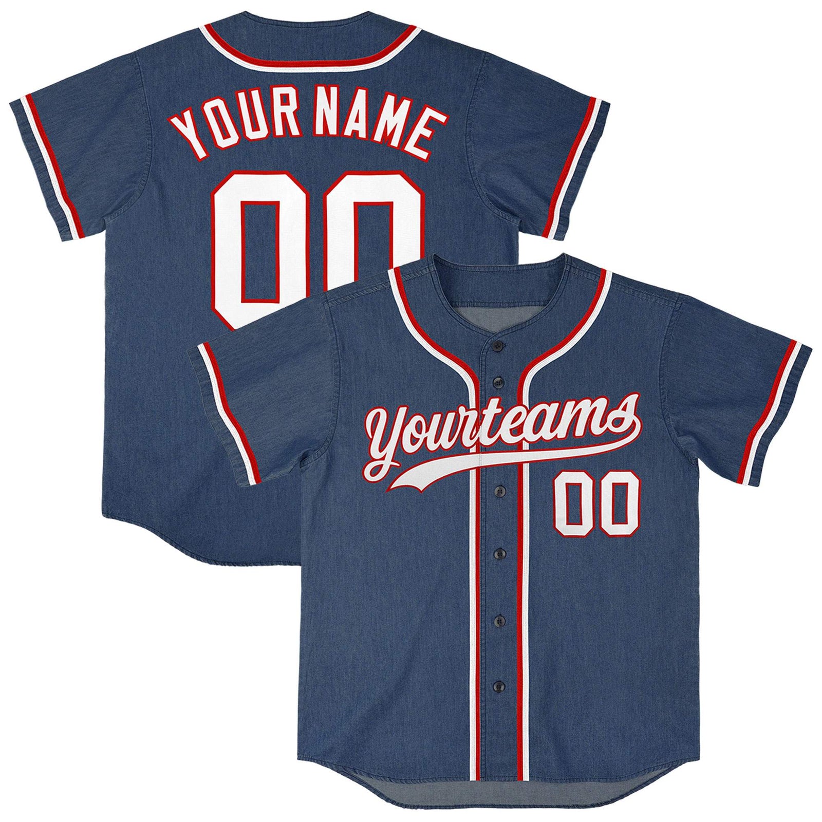 Custom Midnight Blue Personalized Denim Baseball Jersey For Men Women Boy