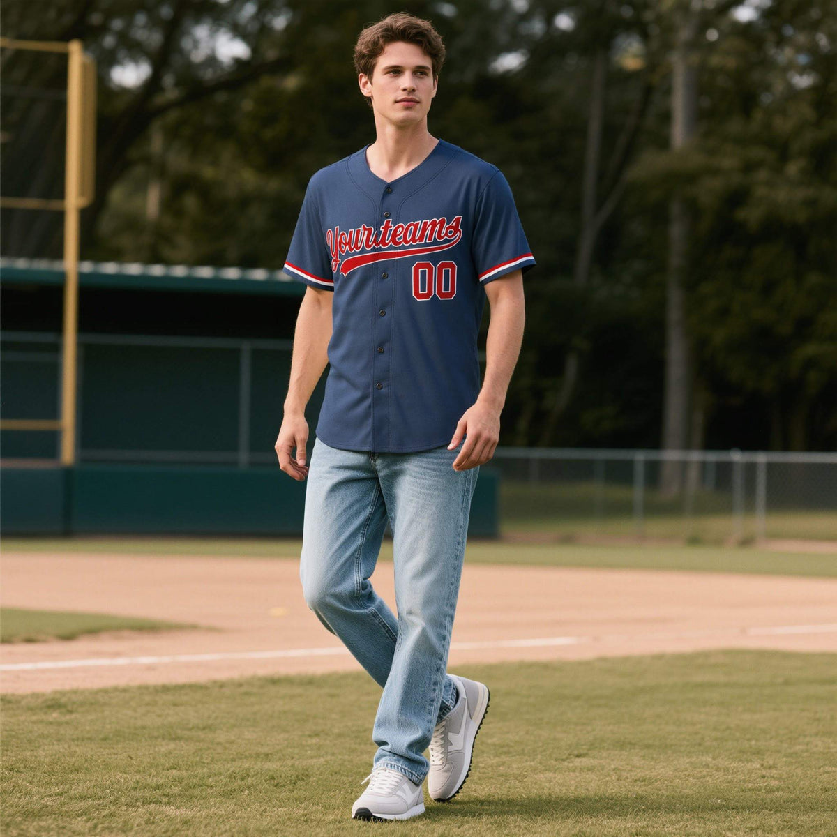 Custom Midnight Blue Personalized Denim Baseball Jersey For Men Women Boy