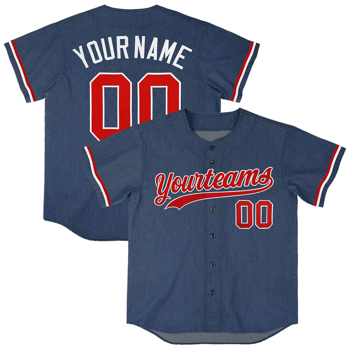 Custom Midnight Blue Personalized Denim Baseball Jersey For Men Women Boy