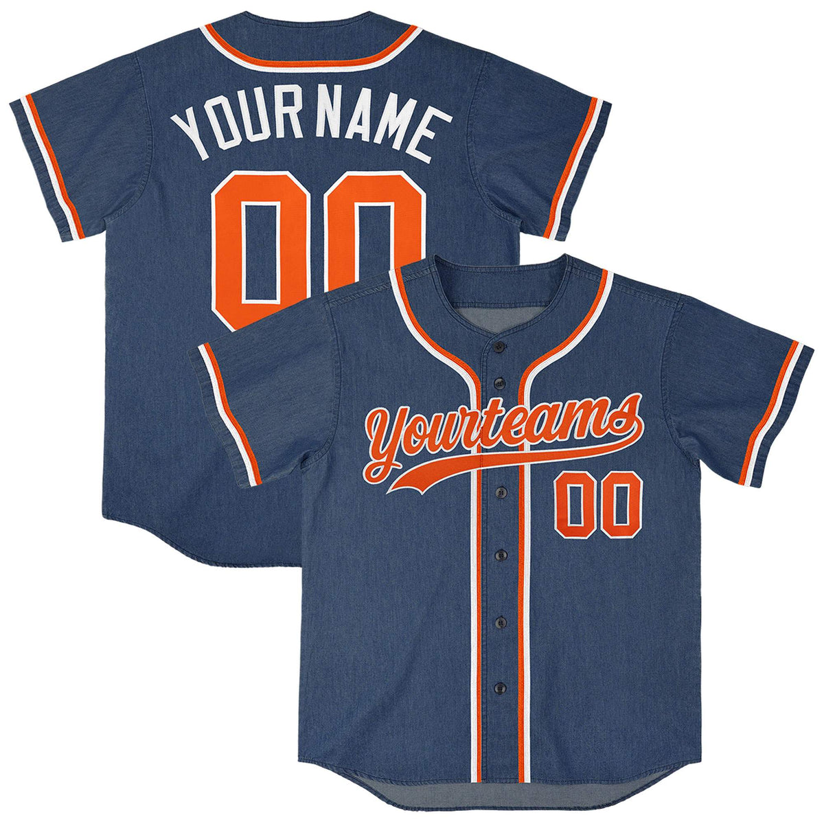 Custom Midnight Blue Personalized Denim Baseball Jersey For Men Women Boy