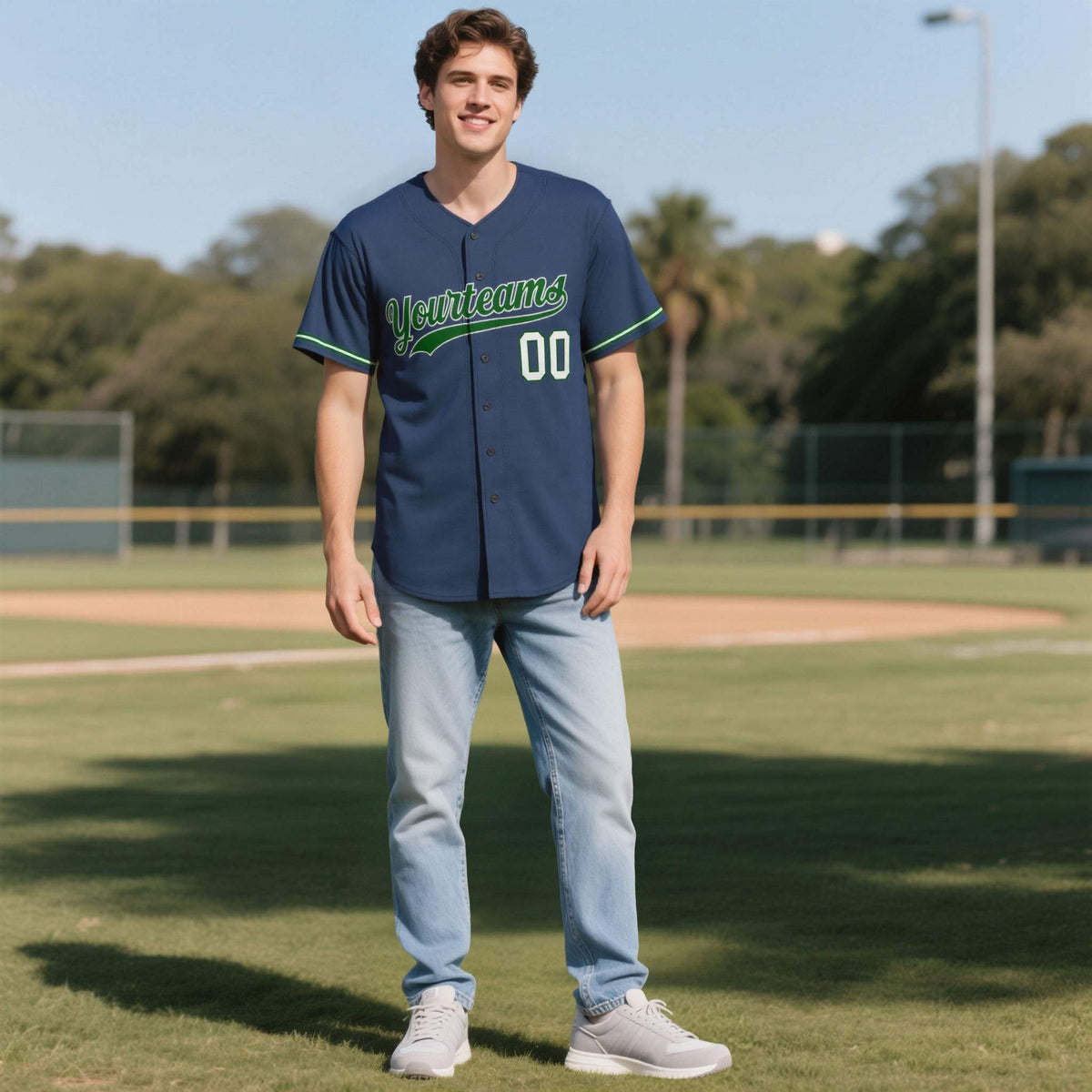 Custom Midnight Blue Personalized Denim Baseball Jersey For Men Women Boy