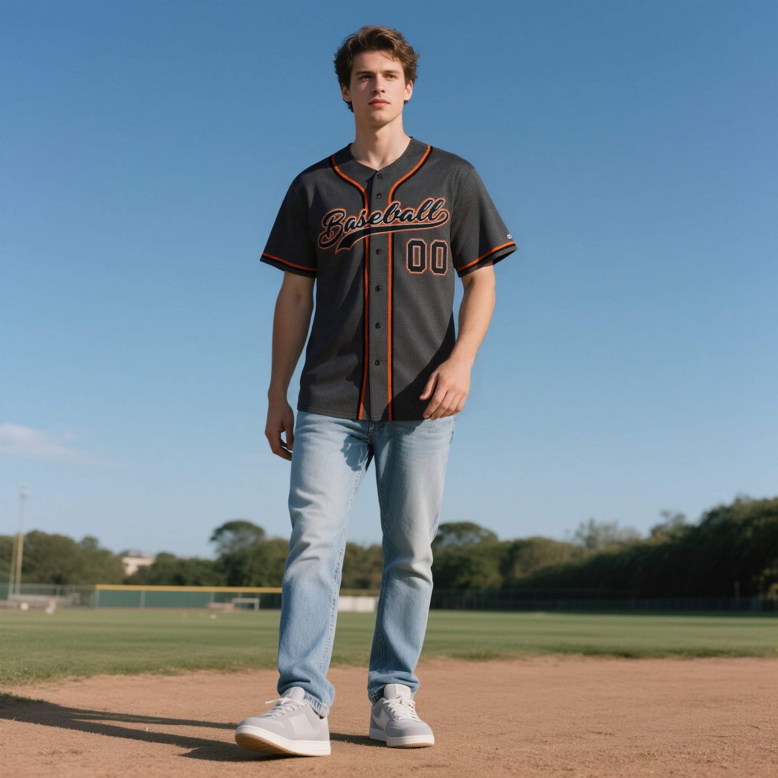 Custom Black Personalized Denim Baseball Jersey For Men Women Boy