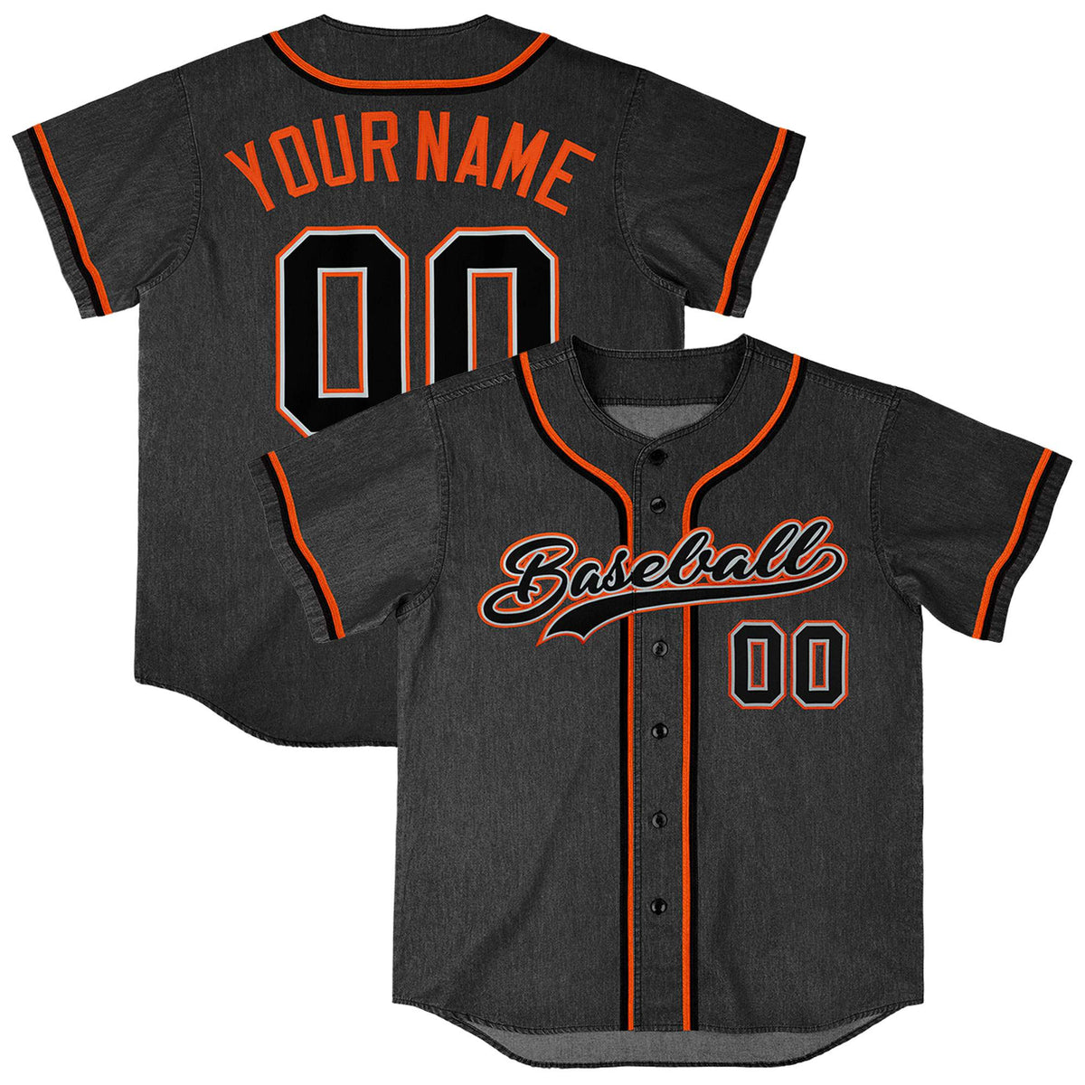 Custom Black Personalized Denim Baseball Jersey For Men Women Boy