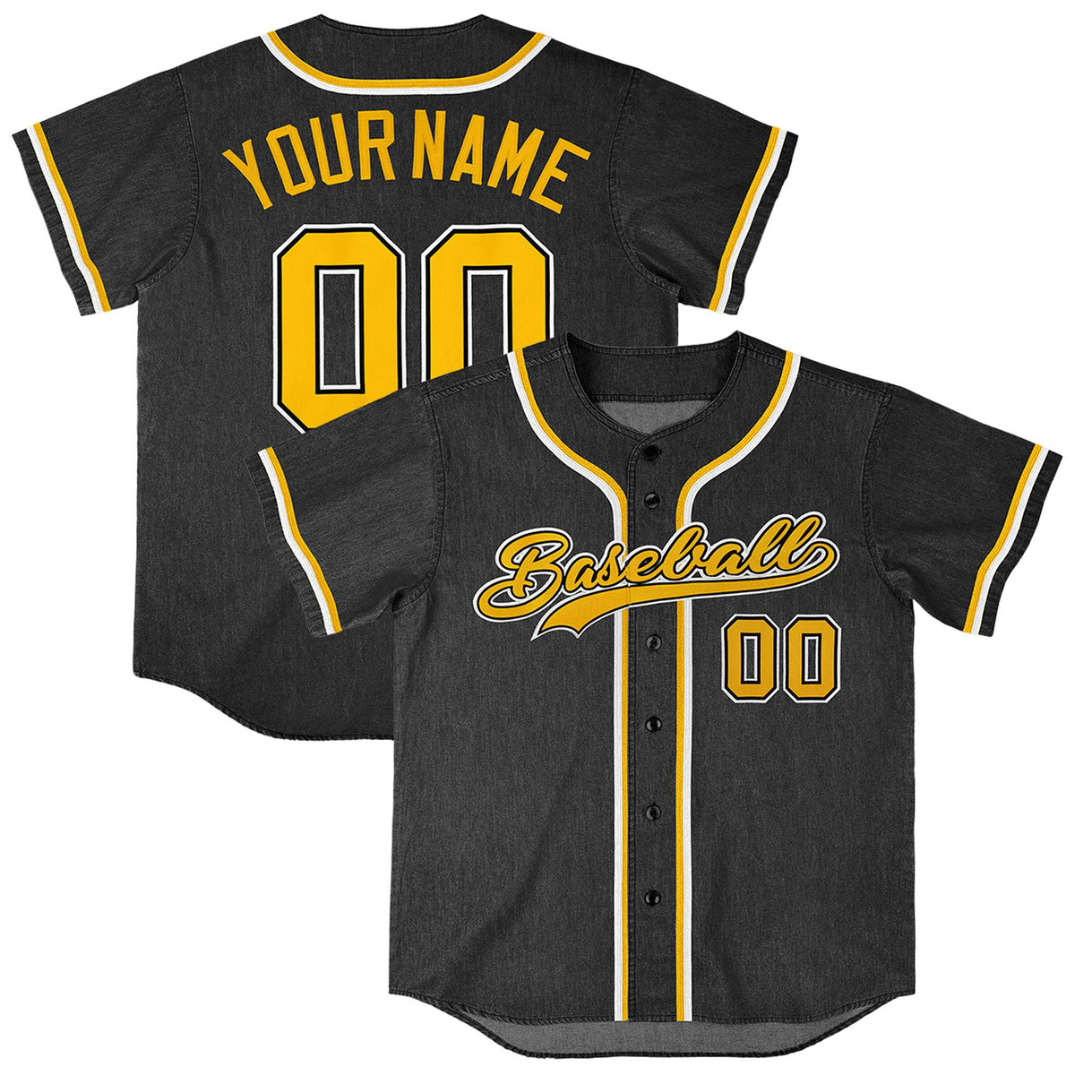 Custom Black Personalized Denim Baseball Jersey For Men Women Boy