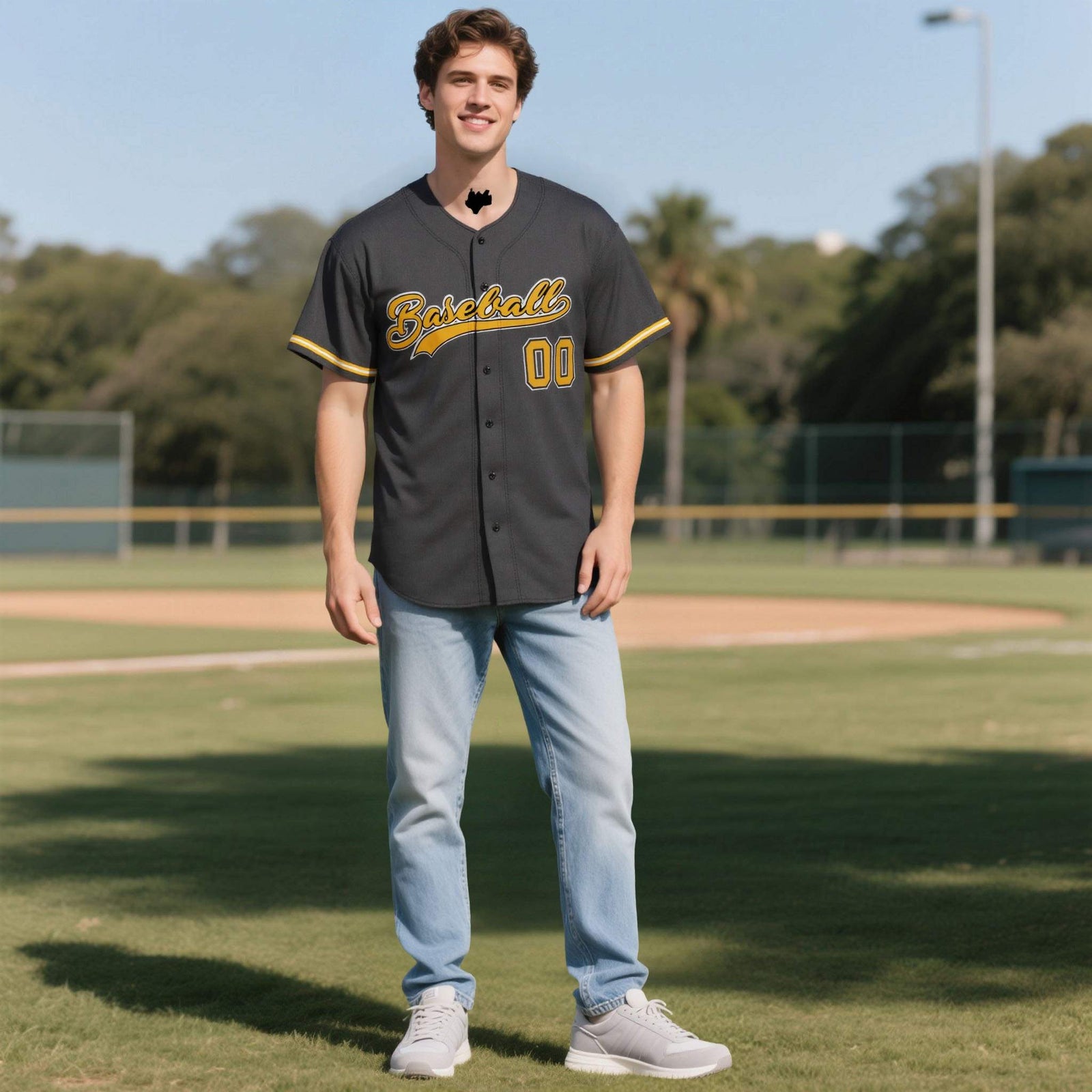 Custom Black Personalized Denim Baseball Jersey For Men Women Boy