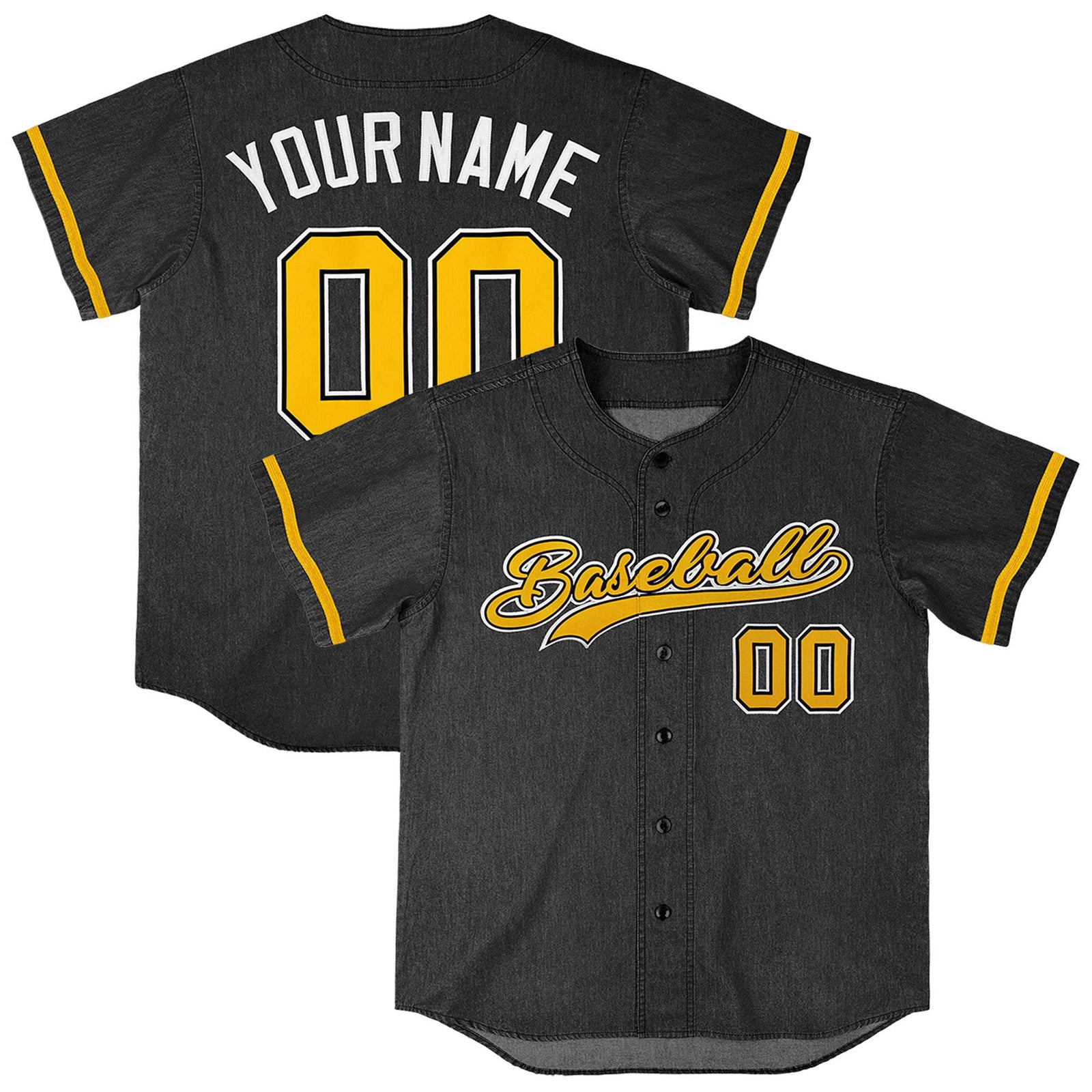 Custom Black Personalized Denim Baseball Jersey For Men Women Boy