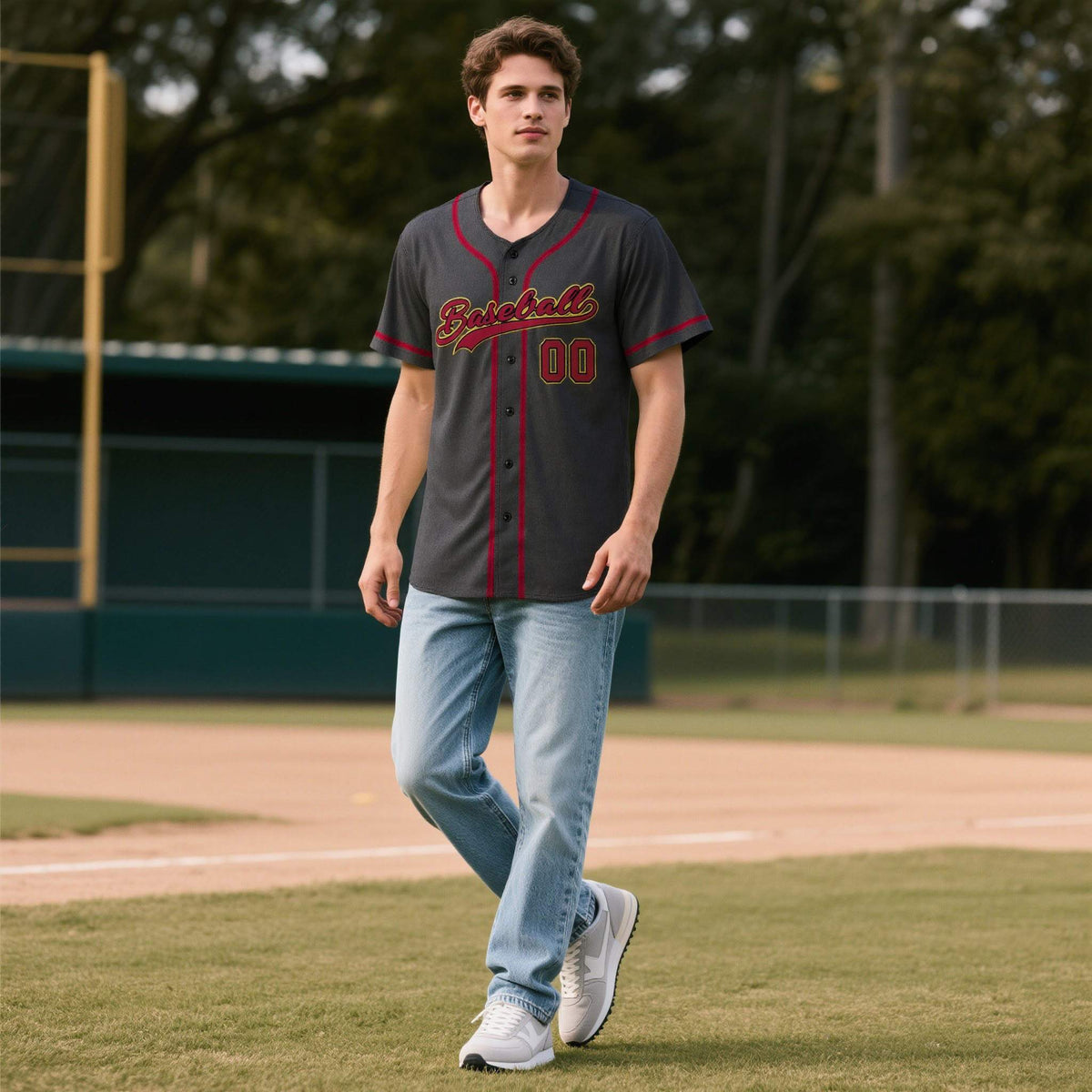 Custom Black Personalized Denim Baseball Jersey For Men Women Boy