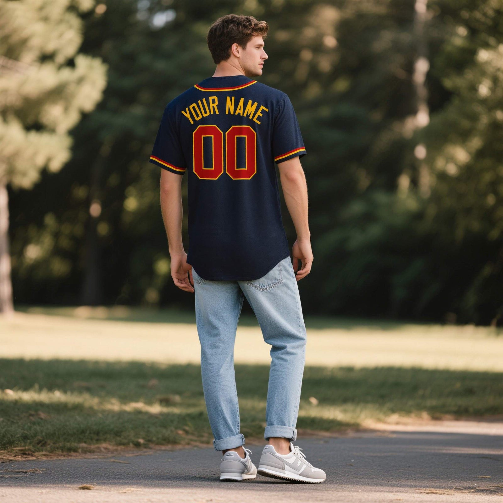Custom Navy Personalized Denim Baseball Jersey For Men Women Boy