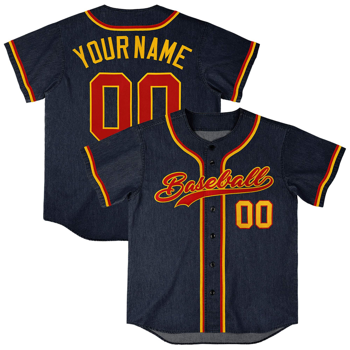 Custom Navy Personalized Denim Baseball Jersey For Men Women Boy