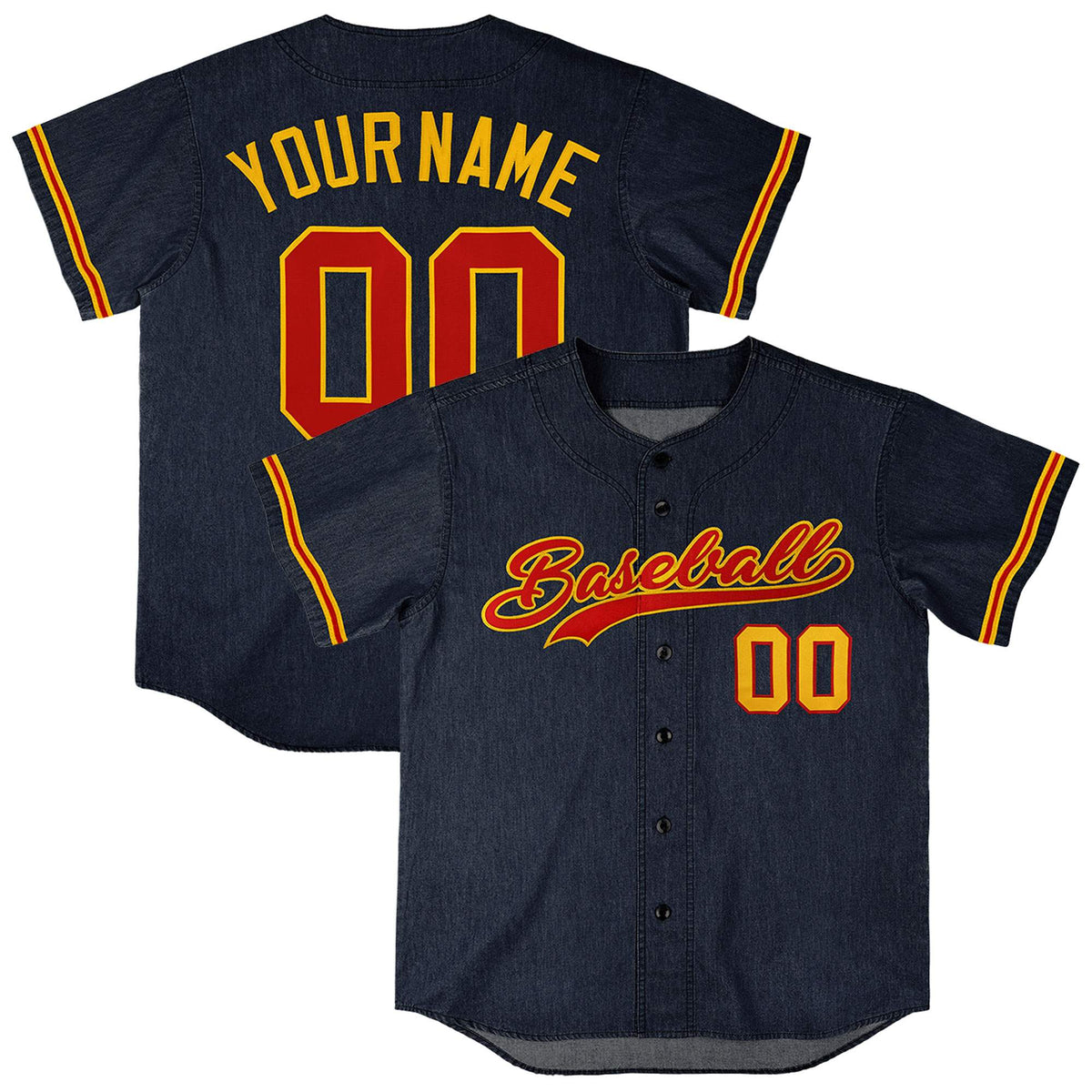 Custom Navy Personalized Denim Baseball Jersey For Men Women Boy