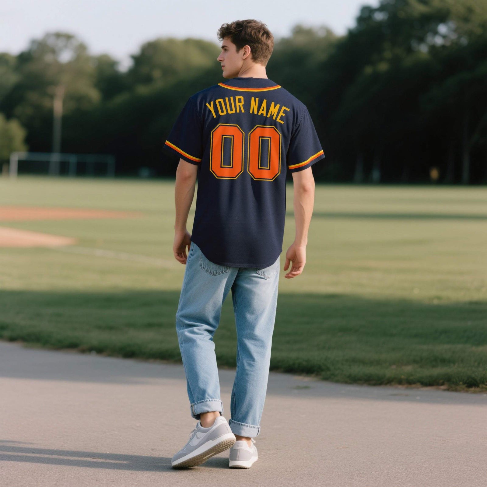 Custom Navy Personalized Denim Baseball Jersey For Men Women Boy