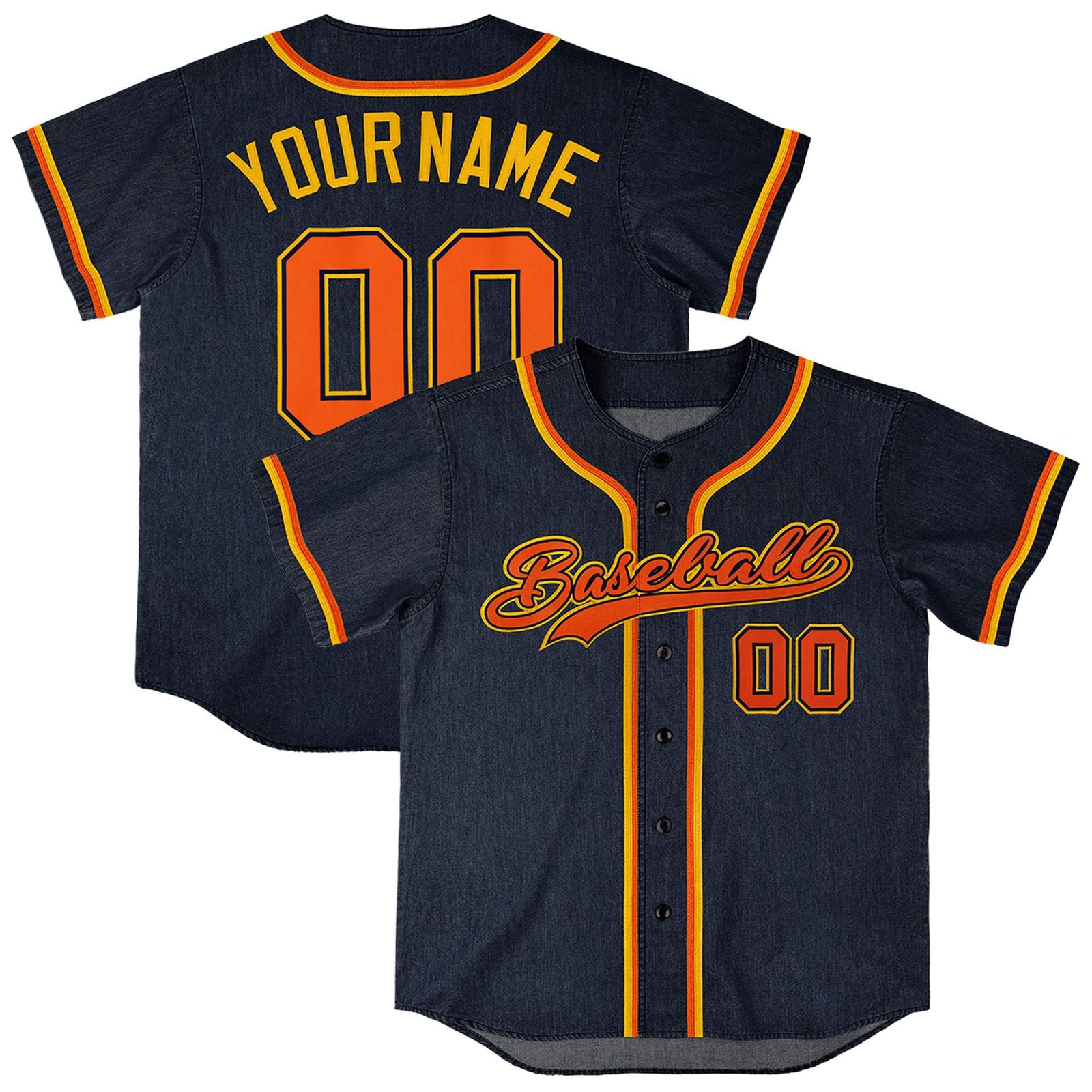 Custom Navy Personalized Denim Baseball Jersey For Men Women Boy
