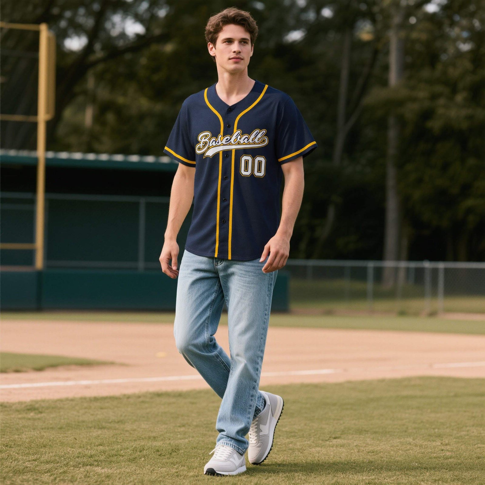 Custom Navy Personalized Denim Baseball Jersey For Men Women Boy