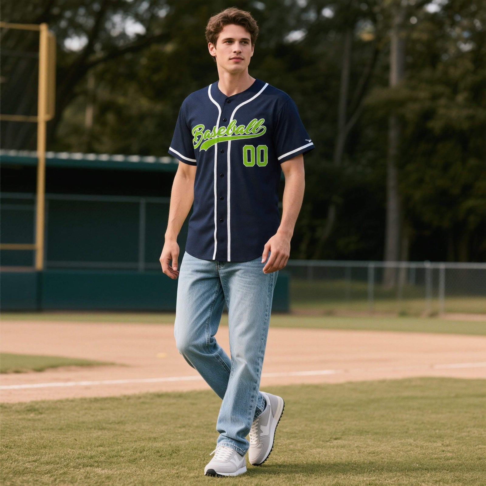 Custom Navy Personalized Denim Baseball Jersey For Men Women Boy