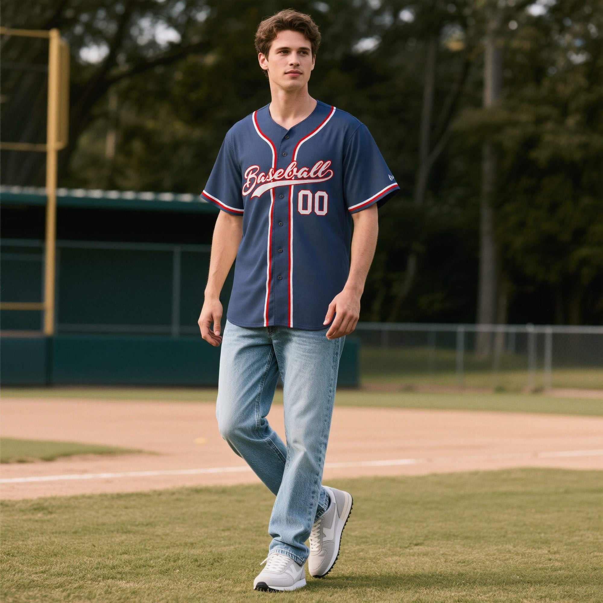Custom Midnight Blue Personalized Denim Baseball Jersey For Men Women Boy