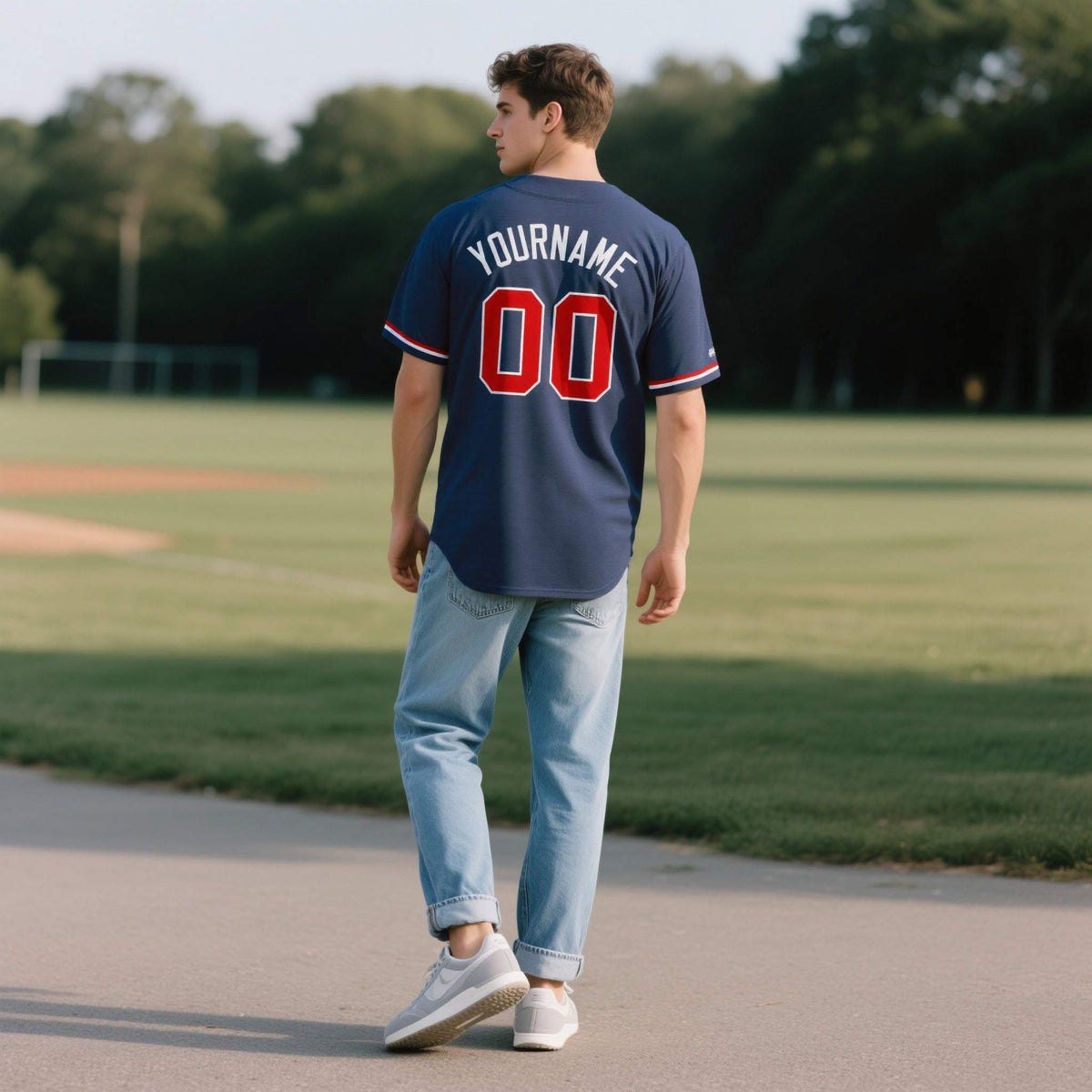 Custom Midnight Blue Personalized Denim Baseball Jersey For Men Women Boy