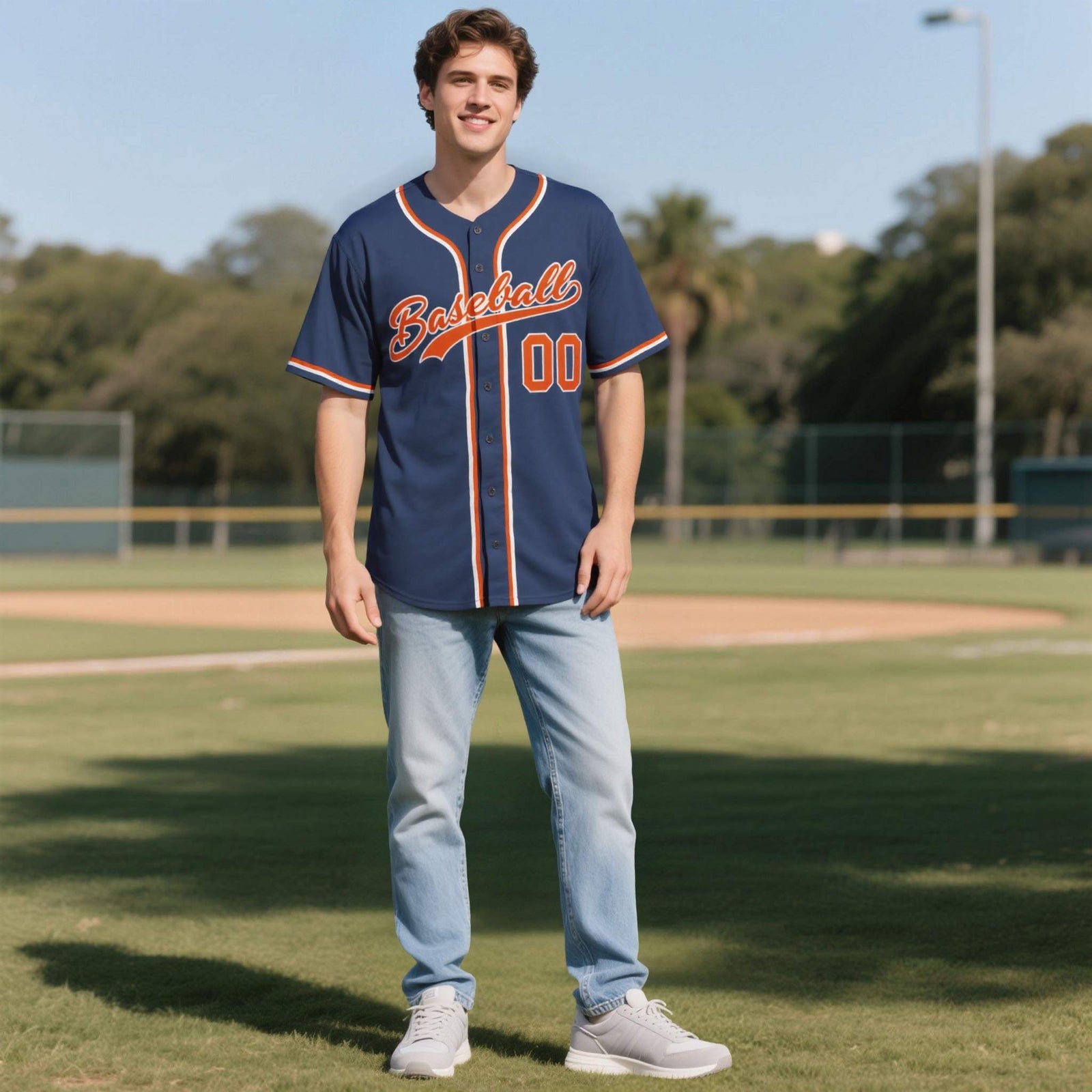 Custom Midnight Blue Personalized Denim Baseball Jersey For Men Women Boy