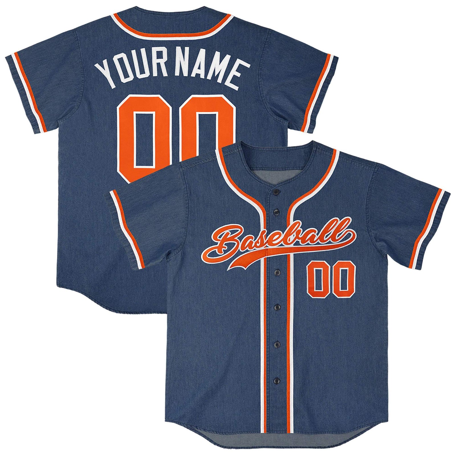 Custom Midnight Blue Personalized Denim Baseball Jersey For Men Women Boy