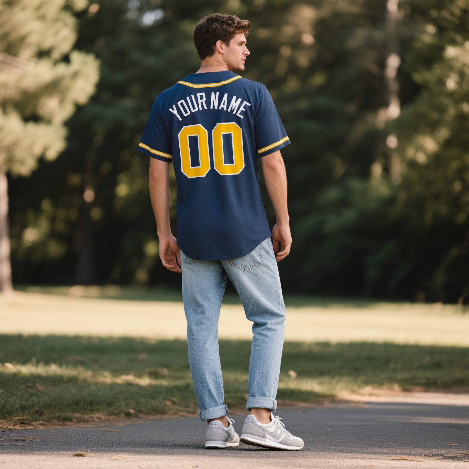 Custom Midnight Blue Personalized Denim Baseball Jersey For Men Women Boy