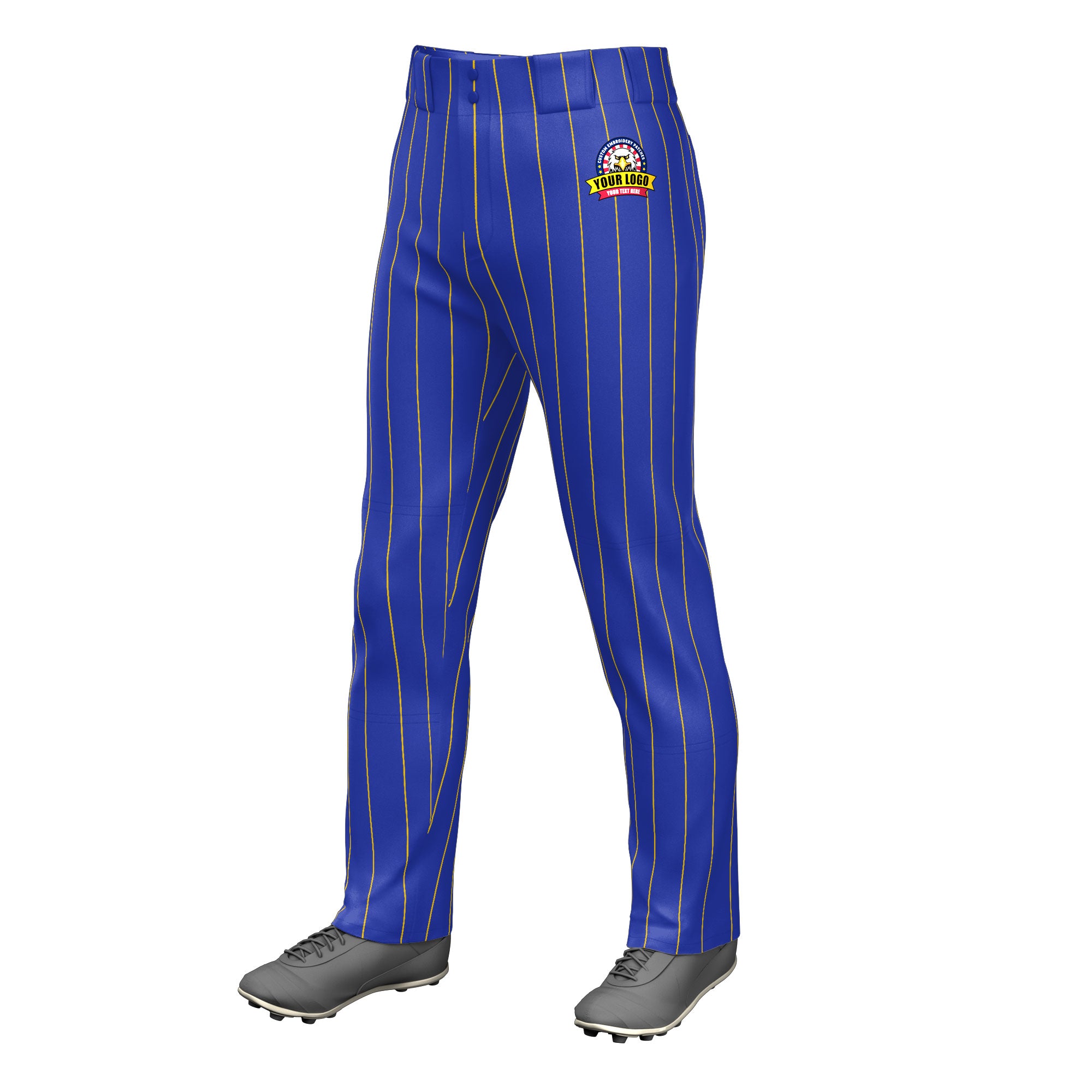 Fans-Made | Custom Royal Gold Pinstripe Fit Stretch Practice Loose-fit Baseball Pants ¨C Available for Reorder